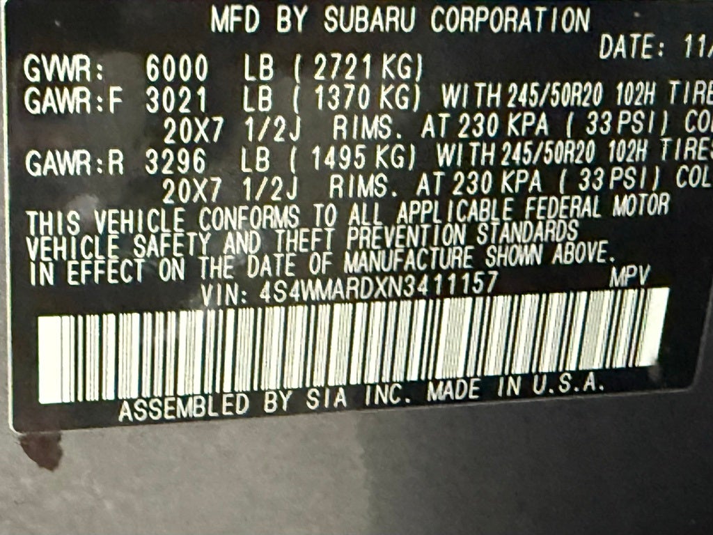 2022 Subaru Ascent Touring HEATED VENTILATED FRONT SEATS