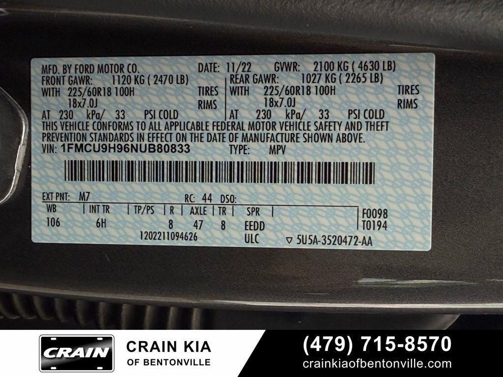 2022 Ford Escape SEL - AWD / CLEAN CARFAX