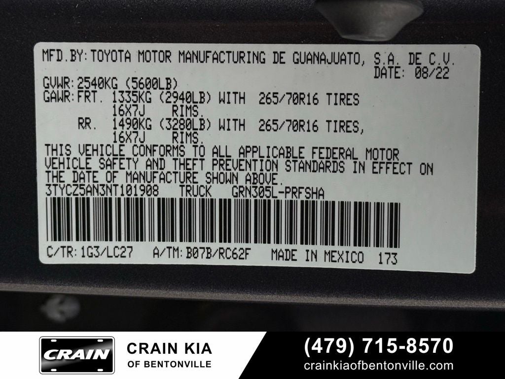 2022 Toyota Tacoma TRD Off-Road Premium V6 - SUNROOF / 4WD / MANUAL / LIFTED