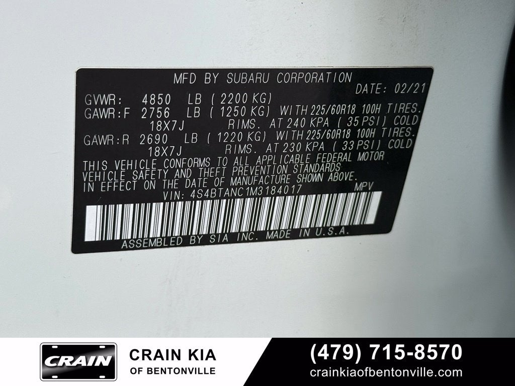 2021 Subaru Outback Limited - AWD / SUNROOF / CLEAN CARFAX
