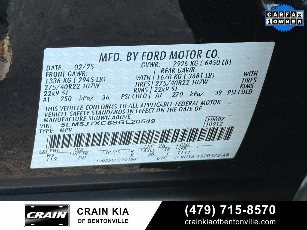 2025 Lincoln Aviator Reserve - AWD / PANORAMIC SUNROOF / ONE OWNER