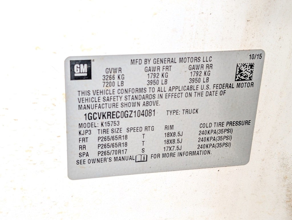 2016 Chevrolet Silverado 1500 LT LT2 / 4X4