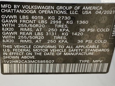 2021 Volkswagen Atlas 3.6L V6 SE w/Technology CLEAN CARFAX