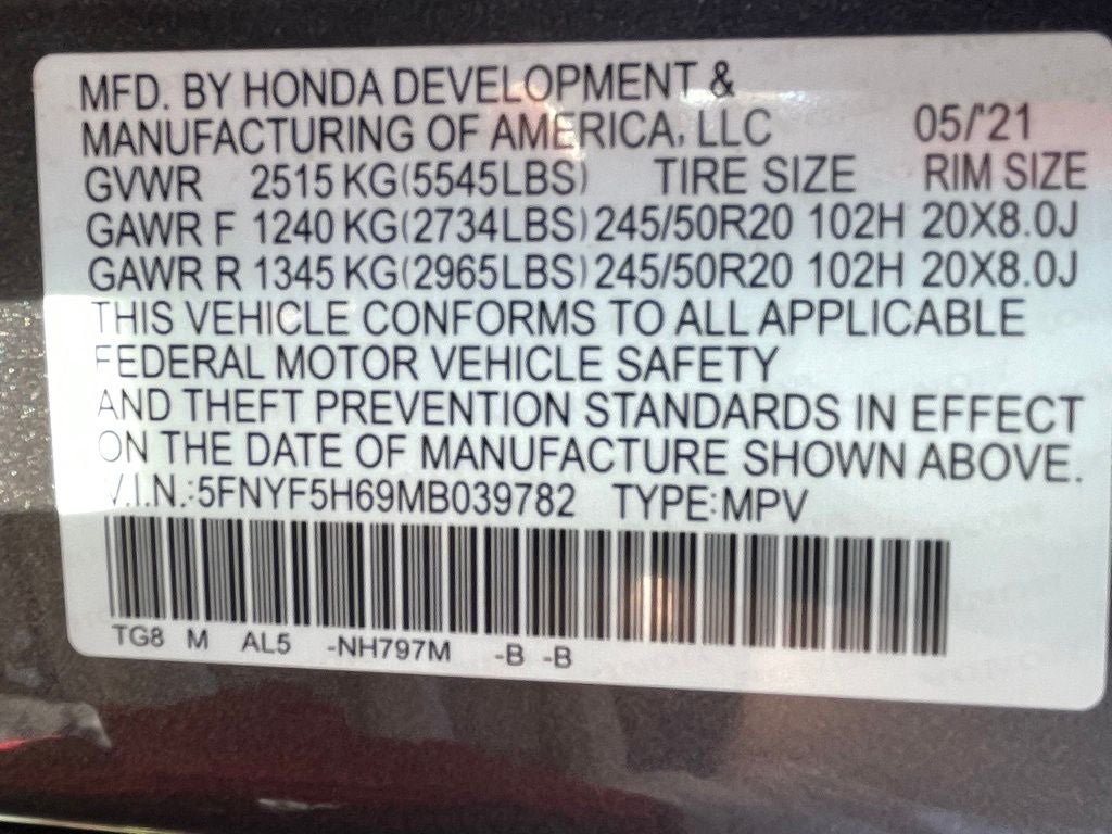 2021 Honda Pilot Touring 7 Passenger