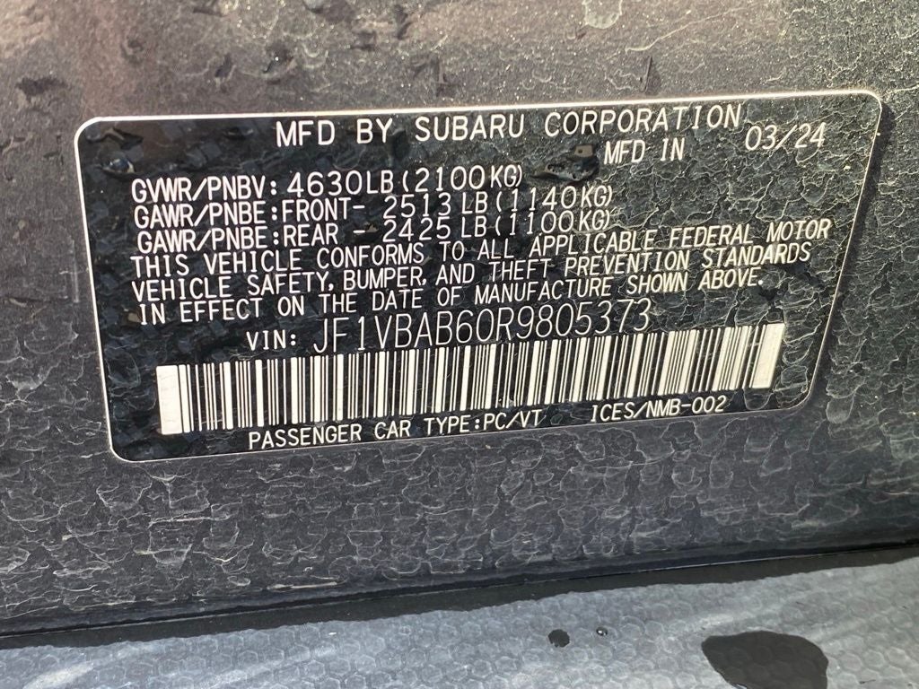 2024 Subaru WRX Base MANUAL / AWD / ONE OWNER