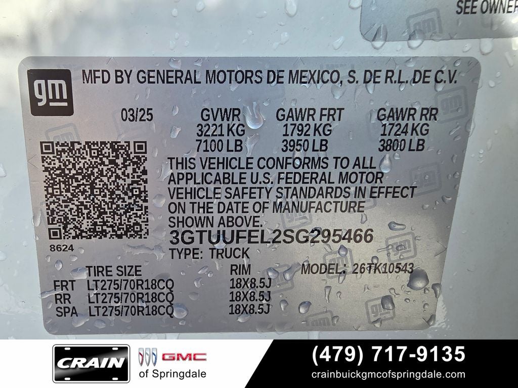 2025 GMC Sierra 1500 AT4X 6.2L V8 / 2IN FACTORY LIFT